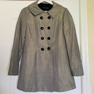 Banana Republic Women's Gold & Black Striped Double Breasted Jacket Trench Coat
